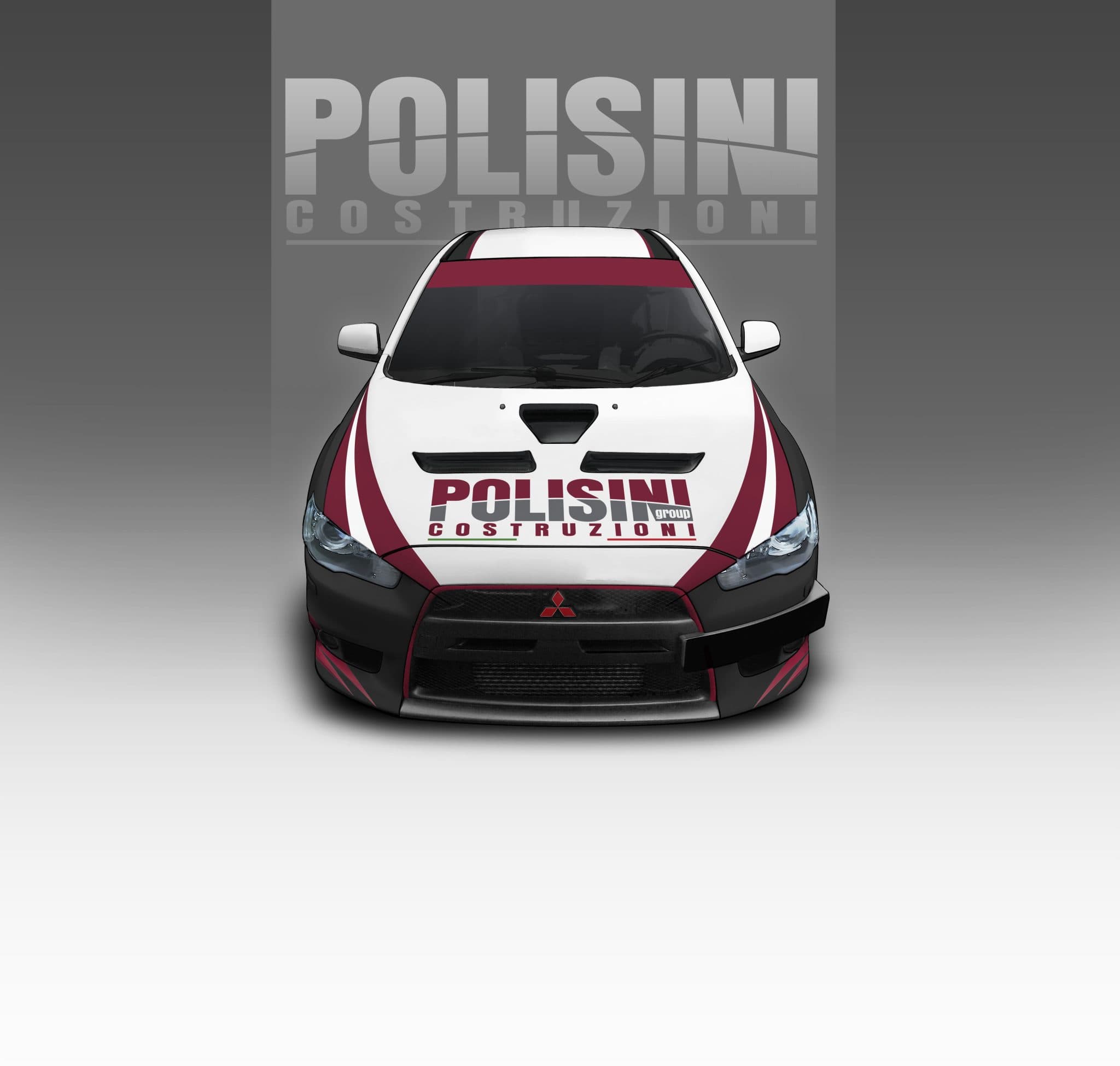 Polisini EVO car wrap design, front view