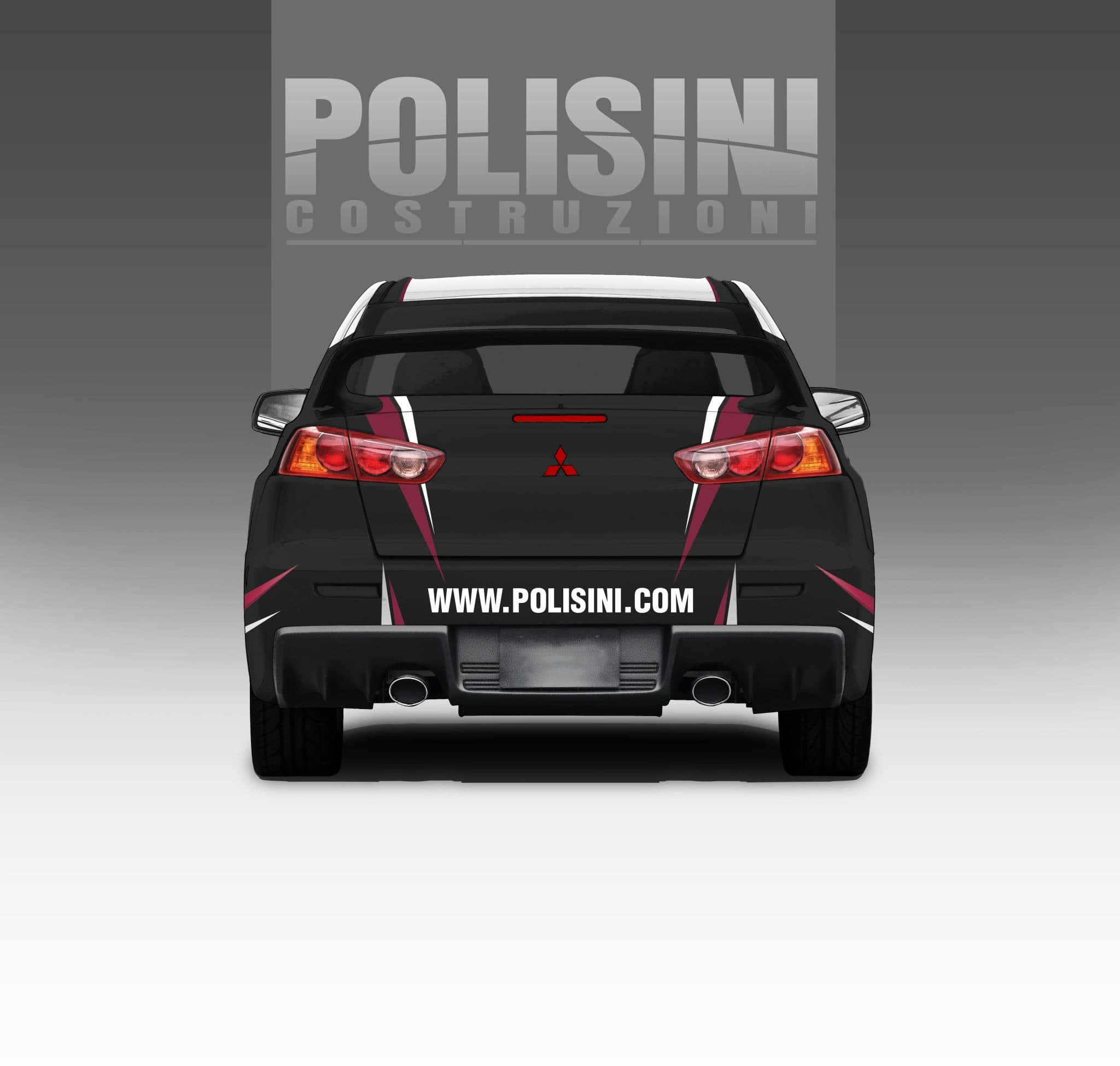 Polisini EVO car wrap design, rear view