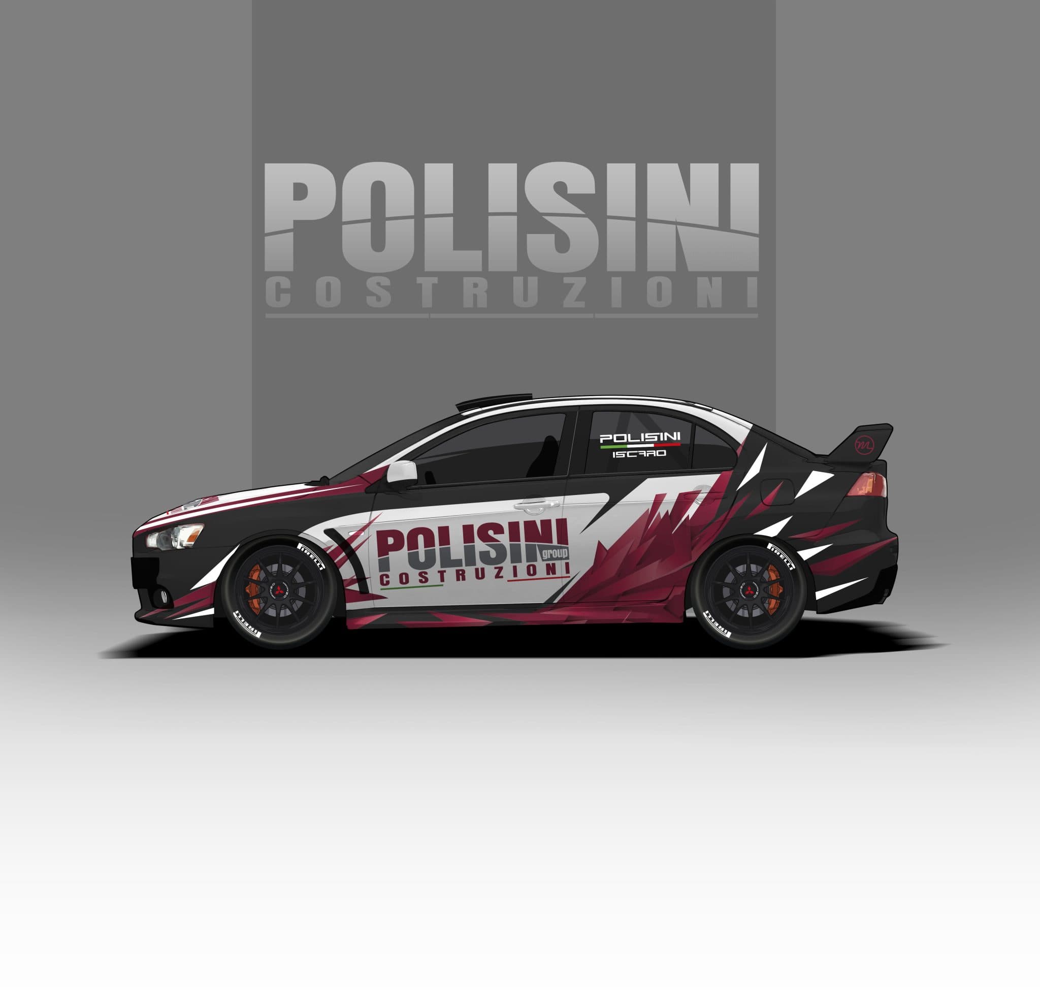 Polisini EVO car wrap design, side view