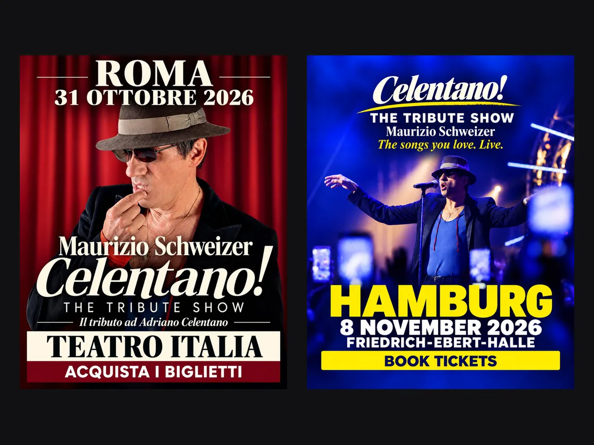 Our posters for Roma and Hamburg: the same show, sold in two languages