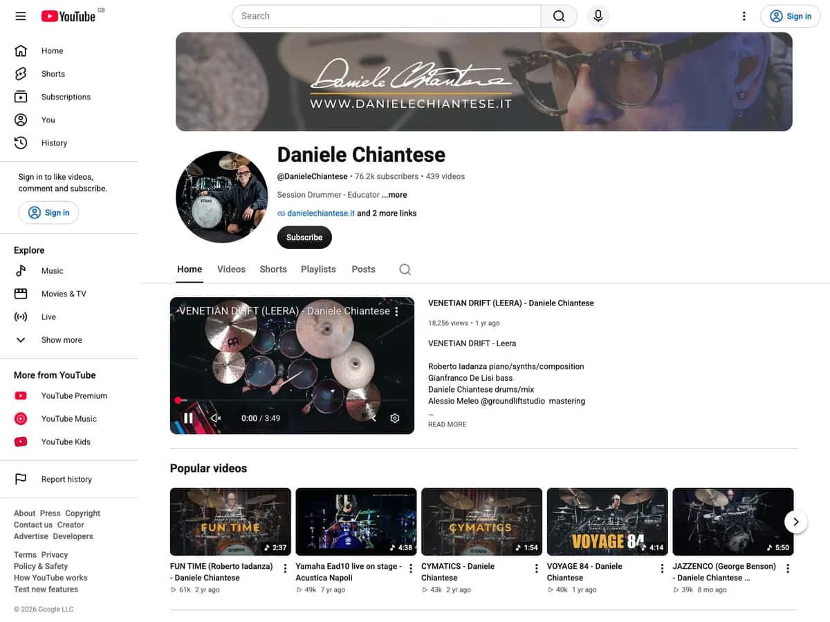 Daniele Chiantese YouTube channel