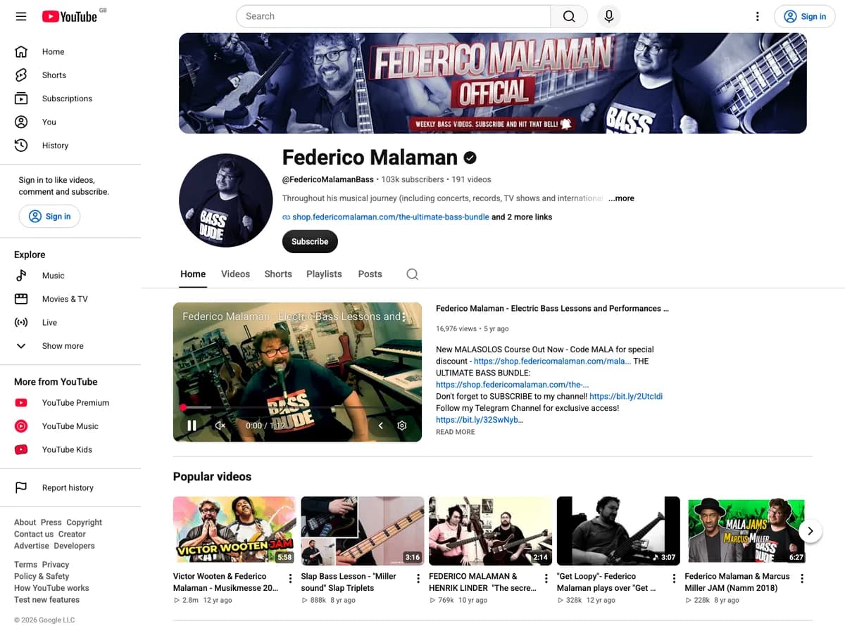 Federico Malaman YouTube channel