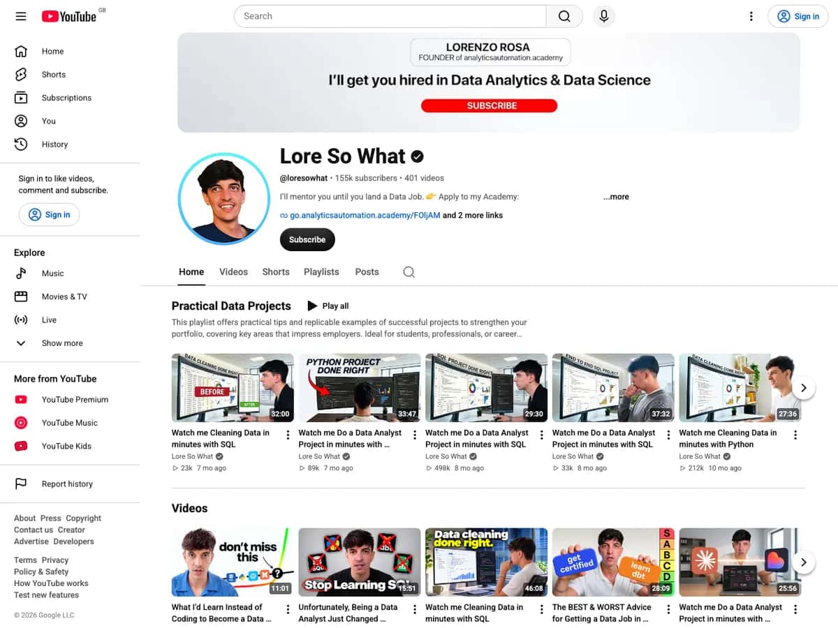 Lore So What YouTube channel