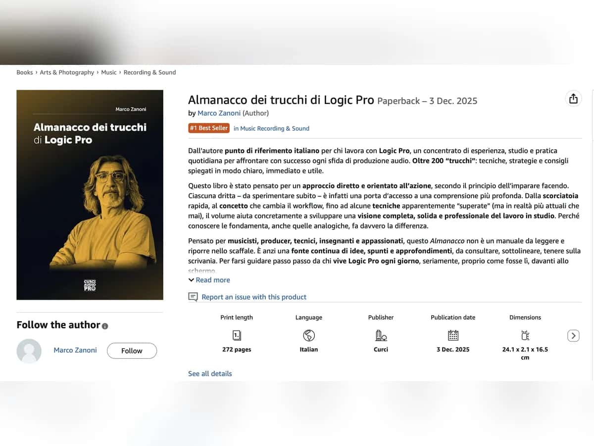 Almanacco dei trucchi di Logic Pro by Marco Zanoni, #1 Best Seller on Amazon