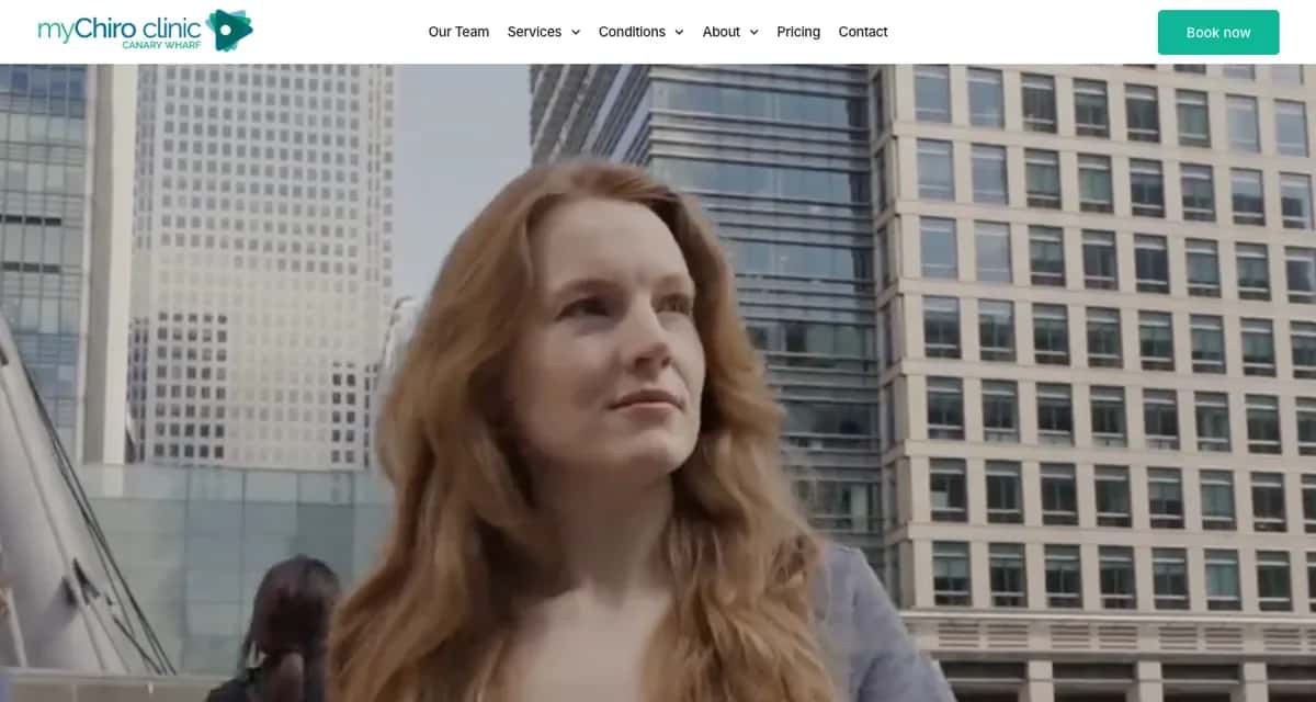 myChiro Clinic homepage, chiropractor in Canary Wharf, London