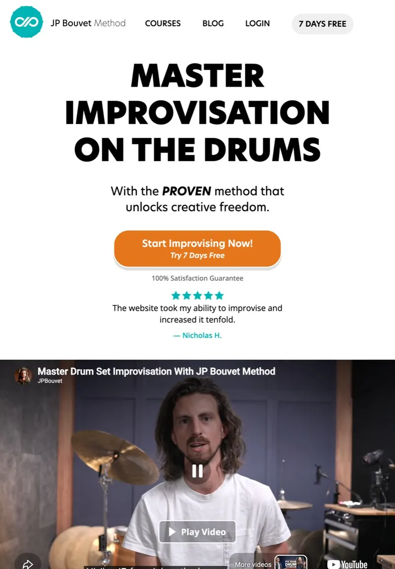 The JP Bouvet Method website: Master improvisation on the drums